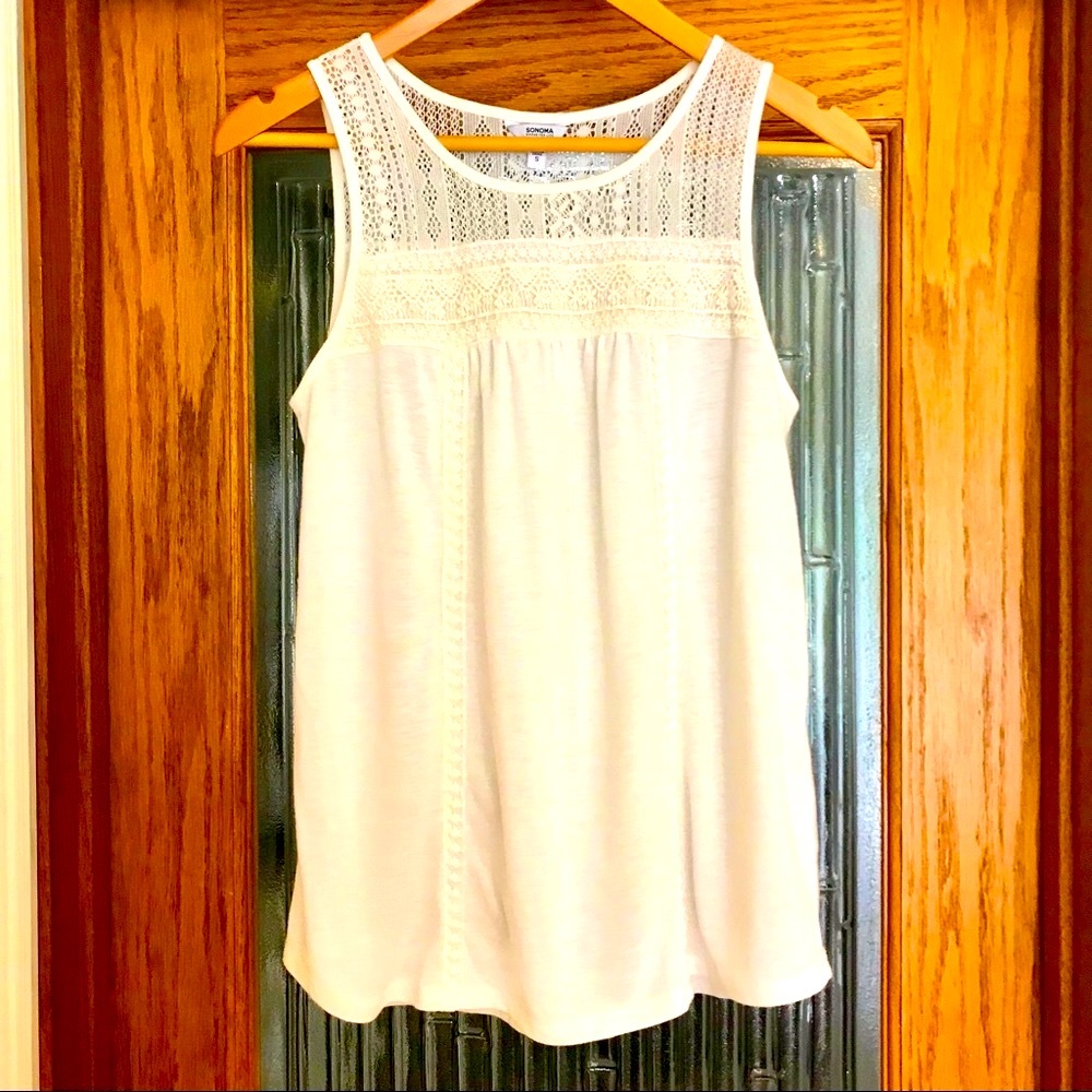 Women’s Sonoma cream tank small  lace bodice